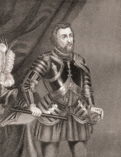 Hernán Cortés de Monroy y Pizarro, z Historii podboju Meksyku, opublikowanej 1850 autorstwa Unbekannt Unbekannt