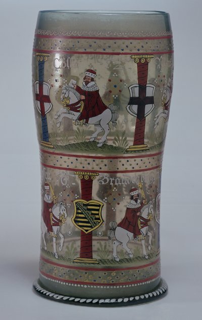 Kurfuersten Hupen (niemiecki kieliszek wyborczy) emaliowany ze scenami cesarza i siedmiu elektorów na białych koniach, czeski, 1625 autorstwa Unbekannt Unbekannt