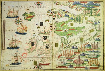 Mapa Europy z faksymile „Atlasu Millera” Pedro i Jorge Reinel oraz Lopo Homema, wykonana w 1519 r. autorstwa Unbekannt Unbekannt