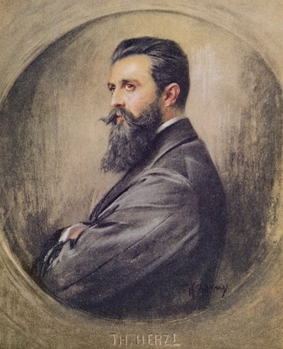Portret Theodora Herzla (1860-1904) (pastel na papierze) autorstwa Unbekannt Unbekannt