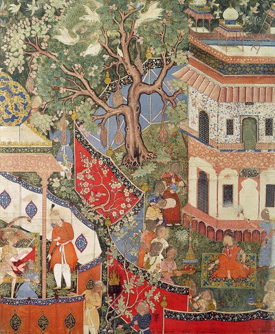 Rustam odkrywa dziewczynę, która zdradziła jego miłość Mihr Afruzowi, z "Hamzanamy" (Księgi Hamzy) z Indii lub Pakistanu, ok. 1562-77 (nieprzezroczysty wc na bawełnie) autorstwa Unbekannt Unbekannt