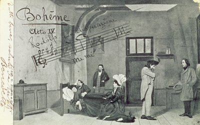 Scena z IV aktu opery „Cyganeria”, Giacomo Pucciniego (1858-1924) (fot. bw) autorstwa Unbekannt Unbekannt