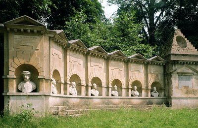 Stowe, William Kent (1684-1748), Świątynia Brytyjskich Godnych, c.1735, Buckinghamshire, Wielka Brytania autorstwa Unbekannt Unbekannt