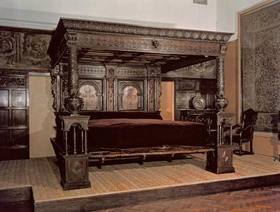 Wielkie łóżko, rzeźbiony dąb, 1580 autorstwa Unbekannt Unbekannt