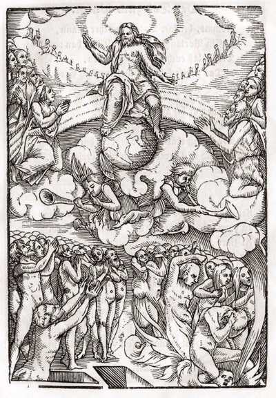 Sąd Ostateczny na podstawie drzeworytu Hansa Holbeina (149798-1543) Młodszego, z „Der Todten Tanz”, wyd. Bazylea, 1843 autorstwa Unbekannt Unbekannt