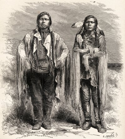 Dwóch Indian Ute, ilustracja ze „Świata w rękach”, sztychowana przez Charlesa Laplante (zm. 1903), opublikowana w 1878 r. autorstwa Unbekannt Unbekannt