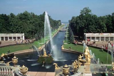 Widok na fontannę Samsona i kanał, Pałac Peterhof autorstwa Unbekannt Unbekannt