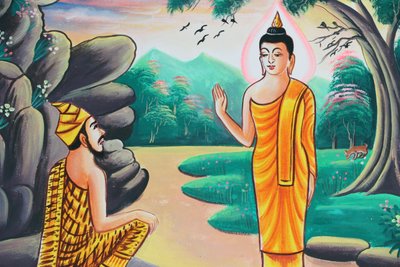 20151103, Kasi, Laos : Obraz przedstawiający historię życia Buddy Siakjamuniego autorstwa Unbekannt