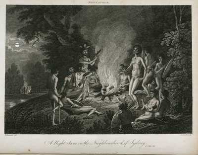 „Scena nocna w sąsiedztwie Sydney”, Australia, ok. 1798 r. autorstwa Unbekannt