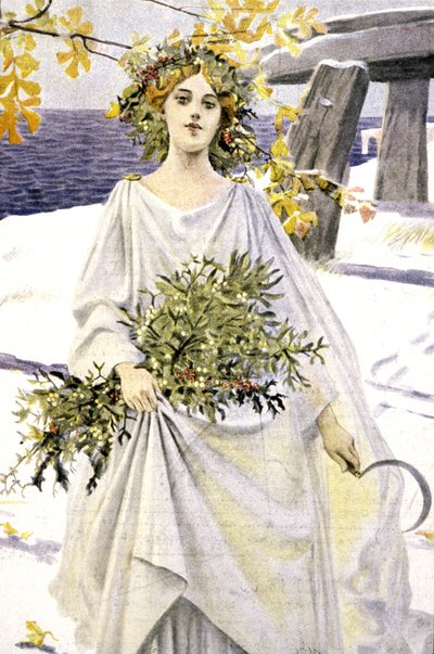 Druid zbierający jemiołę, ok. 1900 r. (ilustracja) autorstwa Unbekannter Künstler