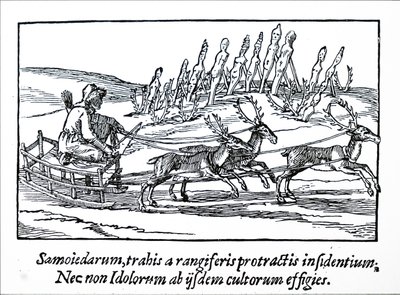 Sanie ciągnięte przez renifery na północnej Syberii autorstwa Unbekannt