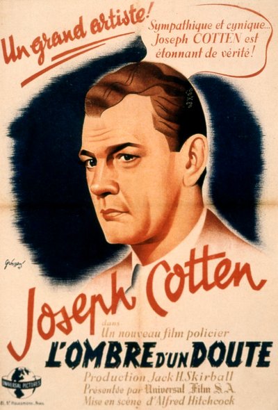 Plakat filmu Cień wątpliwości AlFredhitchcocka z Josephem Cottenem 1943 autorstwa Unbekannt