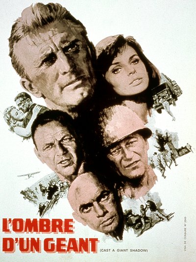Plakat filmu rzucającego gigantyczny cień autorstwa Melville sHavelson z Kirkiem Douglasem Yul Brynnerem Frankiem Sinatrą John Wayne i Senta Berger 1966 autorstwa Unbekannt