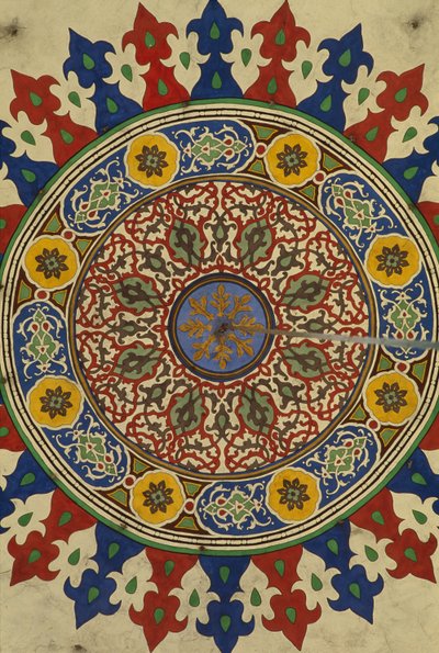 Al-Adiliyah madrasa, kopuła, dekoracja (zdjęcie) autorstwa Hippolyte Lalaise Devéria