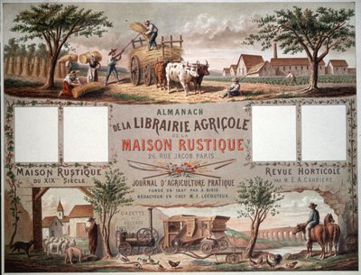 Almanach ilustrujący tradycyjne i nowoczesne metody uprawy. ok. 1870-80 (kolorowa litografia) autorstwa Unbekannter Künstler