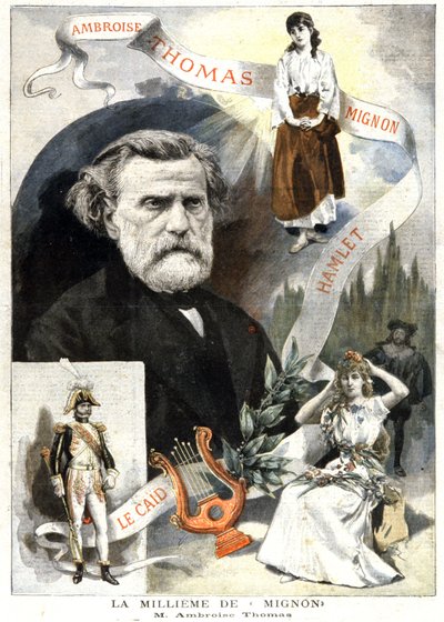 Ambroise Thomas i tysięczne przedstawienie Mignon, ok. 1895 r. (druk) autorstwa Unbekannter Künstler