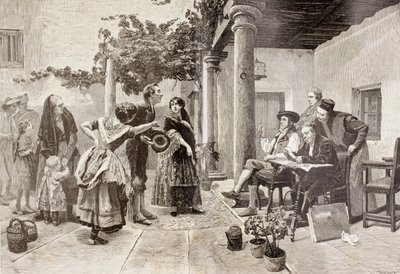 Przed burmistrzem, po obrazie hiszpańskiego artysty Julio Wormsa z „The Illustrated World”, ukazała się Barcelona autorstwa Unbekannt
