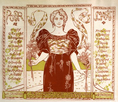 Sztuka. Sztuki piękne. Dla sztuki. Wystawa Art Nouveau w Musee Moderne w Brukseli. Plakat autorstwa Alexandre Hannotiau, Belgia autorstwa Unbekannter Künstler