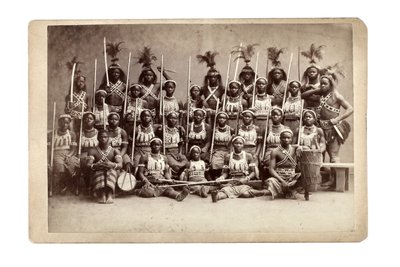 Wykład grupy Ashanti, Niemcy 1890 (zdjęcie czarno-białe) autorstwa Unbekannt