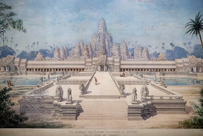 Muzeum Cywilizacji Azji, Angkor, Eksploracja świętego miasta Kambodży, Widok wschodniej fasady Bayon autorstwa Louisa Delaporte i Henri Deverina, Singapur, 2018 (zdjęcie) autorstwa Unbekannt