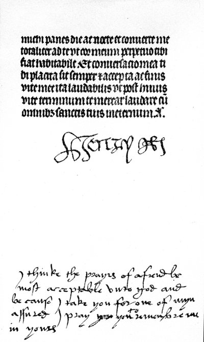 Autograf podpis króla Henryka VIII i napis w ręku jego żony, królowej Katarzyny Aragońskiej (pióro i atrament na welinie) (patrz także 441029) autorstwa Unbekannt