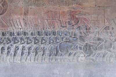 Baixos-relevos na galeria sul de Angkor wat, Cambodiapolish autorstwa Unbekannter Künstler
