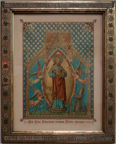 bevere. Kościół parafialny (Orkiestry św. Piotra). Wnętrze. Oddanie kolorowego nadruku. Szkoła S Lucas Gandawa, własność 1875, WZ Dreyt Bruges. Neogotyk. autorstwa Unbekannt