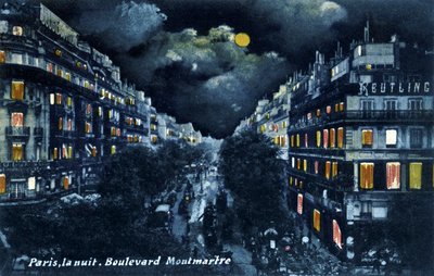 Bulwar Montmartre nocą, Paryż, ok. 1900 r. autorstwa Unbekannter Künstler