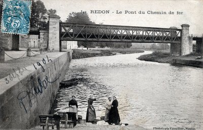 Bretania, Ille et Vilaine (35), Redon: most kolejowy - Pocztówka z 1904 r. autorstwa Unbekannt