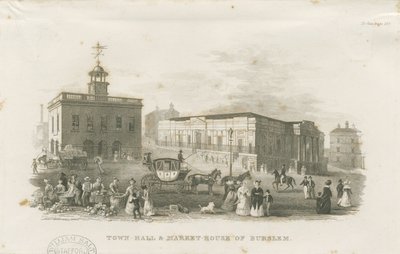 Burslem - Ratusz i Dom Targowy: sztych, bd [1836] autorstwa Unbekannt