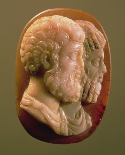 Kamea przedstawiająca Marka Aureliusza (121-180) i Lucjusza Werusa (130-169) Roman (onyks) autorstwa Unbekannt