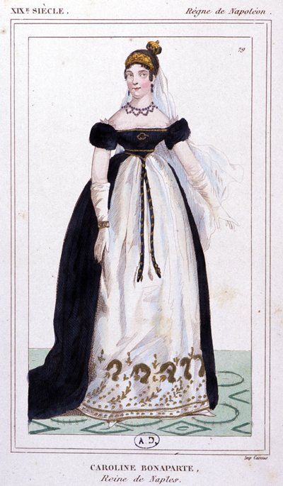 Karolina Bonaparte, ok. 1810 r. (rycina) autorstwa Unbekannter Künstler