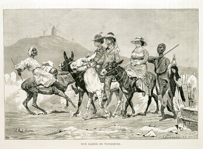 Kreskówka zachodnich turystów w Egipcie - ilustracja z Atlasu Egiptu autorstwa Unknown