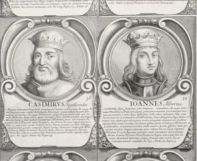 Kazimierza IV Jagiellończyka i Jana I Olbrachta, nr. 38 i 39 z „Seria chronologiczna książąt i królów polskich” (rycina) autorstwa Unbekannt