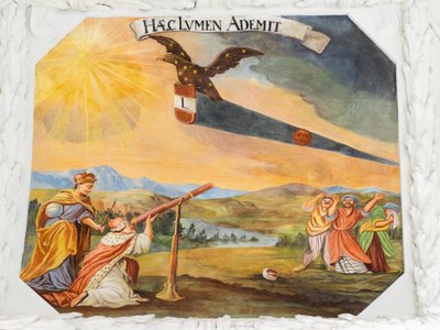 Fresk na suficie w nawie kościoła św. Katarzyny, alegoryczne przedstawienia zwycięstw cesarza Leopolda I nad Turkami, Mauzoleum Habsburgów, Graz, Styria, Austria, Europa (zdjęcie) autorstwa Unbekannter Künstler