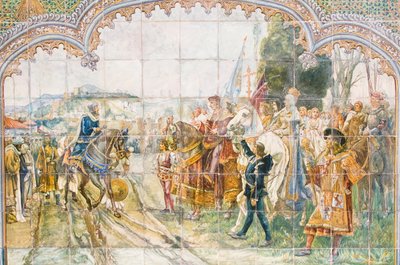 Płytki ceramiczne na Plaza de España przedstawiające króla Boabdila (mozaika) autorstwa Unbekannter Künstler