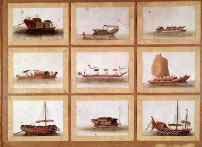 Chińskie dżonki Wielkiego Zheng He (Zheng-He lub Cheng Ho) (1371-1433) lub Hajji Mahmuda (imię arabskie) chińskiego eunucha i odkrywcy morskiego. autorstwa William M. Timlin