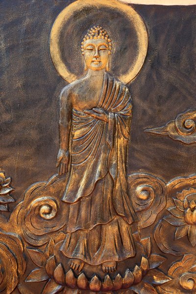 Pagoda Buddyjska Chue Thien Long Go. Budda Siakjamuni. Varada Mudra: Gaster Miłosierdzia. nie zdarza się Wietnam autorstwa Unbekannt