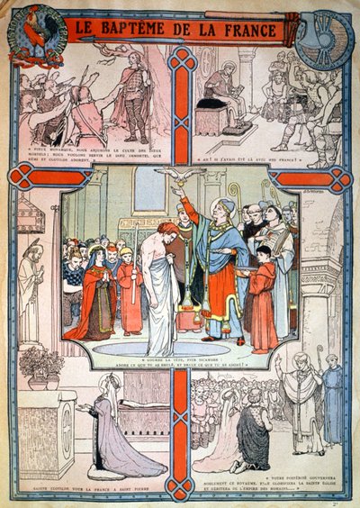 Chrzest Clovisa przez Saint Remi w Reims, ok. 1930 r. (druk) autorstwa Unbekannter Künstler