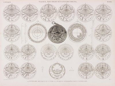 Miedziane astrolabium i płyty astrolabium autorstwa Unbekannt