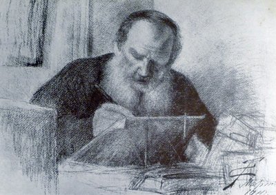 Hrabia Lew Tołstoj (9 września 1828 - 20 listopada 1910) autorstwa Unbekannter Künstler