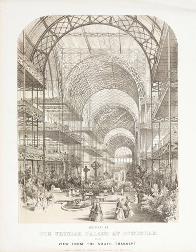 Crystal Palace, widok po wielkiej wystawie od południowego transeptu, Crystal Palace, Sydenham autorstwa Unbekannt