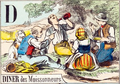 D Diner des moissonneurs - "Alfabet folwarczny" koniec XIX w. (rycina) autorstwa Unbekannt