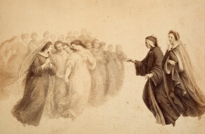 Dante wraz z Beatrycze i błogosławionymi duchami. Ilustracja do Canto XXXIII w Paradiso z Boskiej komedii Dantego Alighieri. Dzieło Francesco Scaramuzzy dedykowane władzom miejskim Florencji. autorstwa Unbekannter Künstler