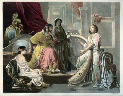 Dawid gra na harfie przed Saulem - Biblia autorstwa Unbekannter Künstler