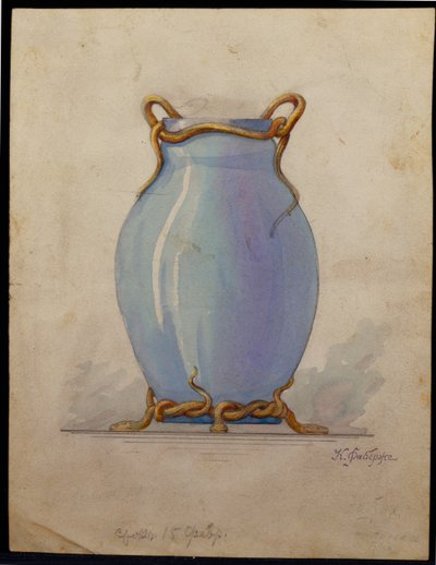 Projekt niebieskiego wazonu o kształcie jajowatym, House of Carl Faberge autorstwa Unbekannt