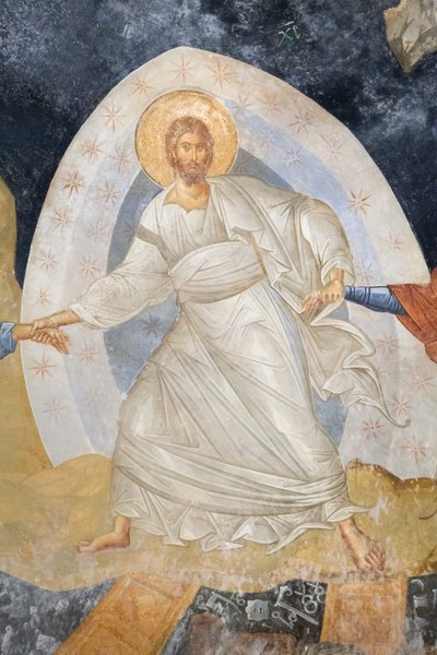Fragment fresku Anastasis, kościół św. Zbawiciela w Chora, Parekklesion autorstwa Unbekannter Künstler