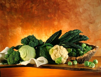 Dieta: martwa natura z kapustą (brokuły, kapusta kwiatowa, brukselka). autorstwa William M. Timlin