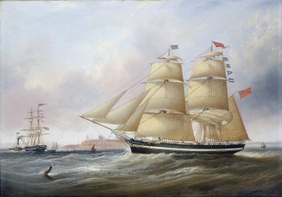 Podwójny portret łodzi "Mary Ann", przedstawionej w ujściu rzeki Tyne (lub Tinea, Anglia). Olej na płótnie autorstwa Unbekannter Künstler