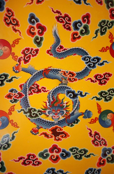 Malowidło ścienne smoka. Klasztor Kopan, Katmandu, Nepal autorstwa Unbekannt